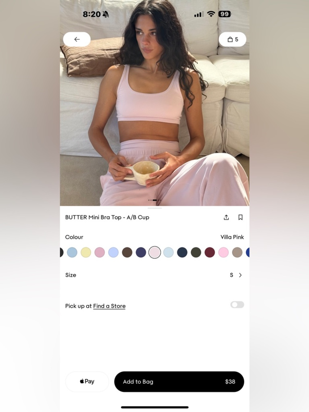 Aritzia Butter Mini Bra top